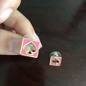 Pink and gold spade earrings